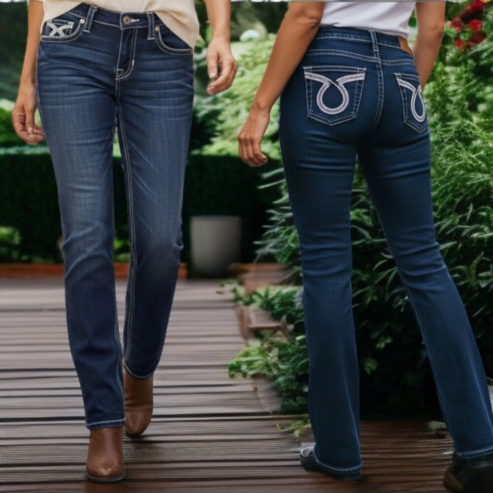 BIGSTAR ( 31R) KATE STRAIGHT Denim Blue Jeans Mid Rise Straight Leg Jeans